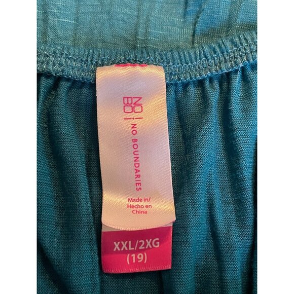 XXL boho lace accent teal short sleeve contrast tunio XXL elastic scoop neck - Picture 6 of 7